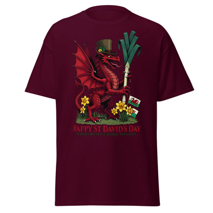 St David’s Day Welsh Dragon T-Shirt | Cymru Pride Tee - Maroon - T-Shirts Online