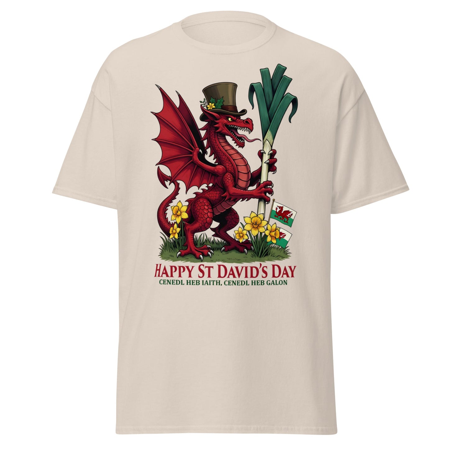 St David’s Day Welsh Dragon T-Shirt | Cymru Pride Tee - Natural - T-Shirts Online