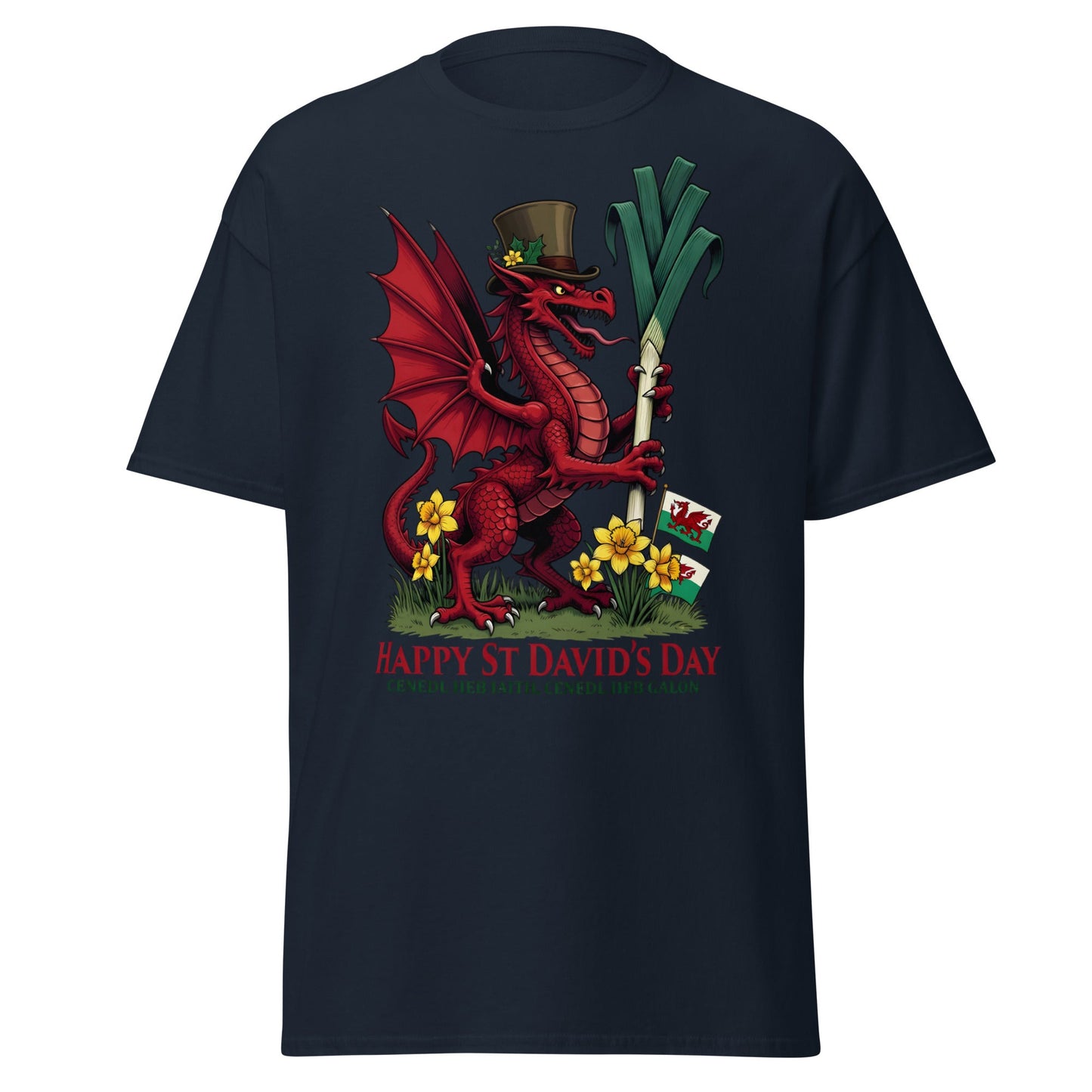 St David’s Day Welsh Dragon T-Shirt | Cymru Pride Tee - Navy - T-Shirts Online