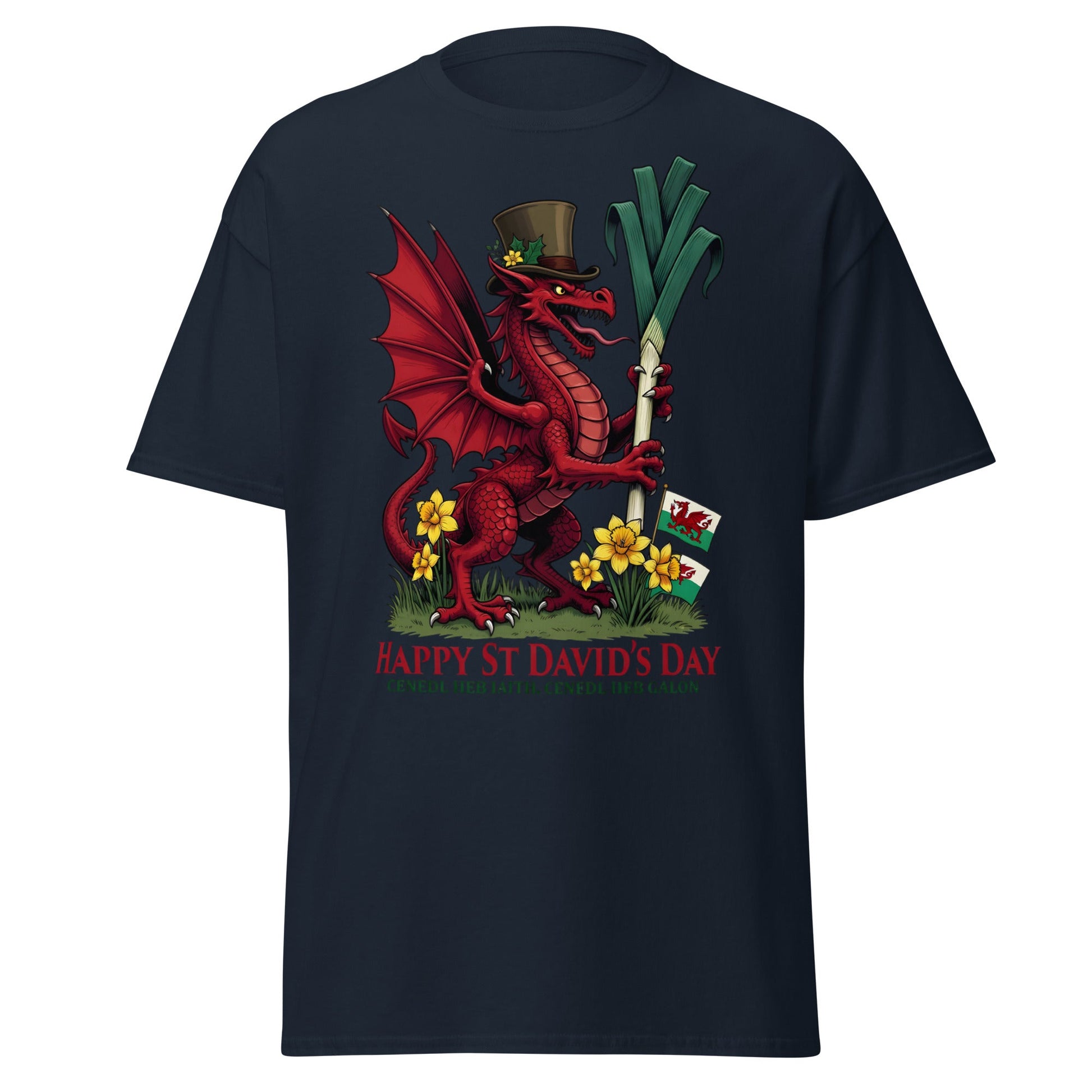 St David’s Day Welsh Dragon T-Shirt | Cymru Pride Tee - Navy - T-Shirts Online
