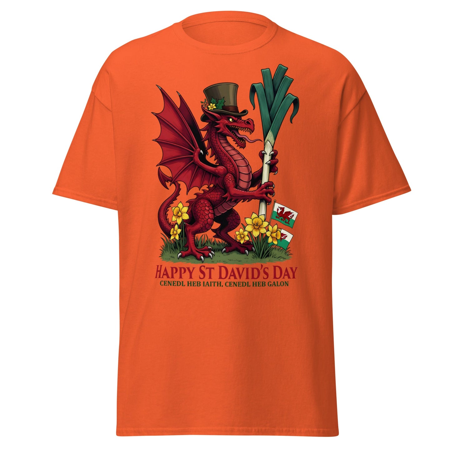 St David’s Day Welsh Dragon T-Shirt | Cymru Pride Tee - Orange - T-Shirts Online