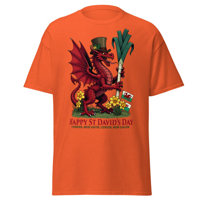 St David’s Day Welsh Dragon T-Shirt | Cymru Pride Tee - Orange - T-Shirts Online