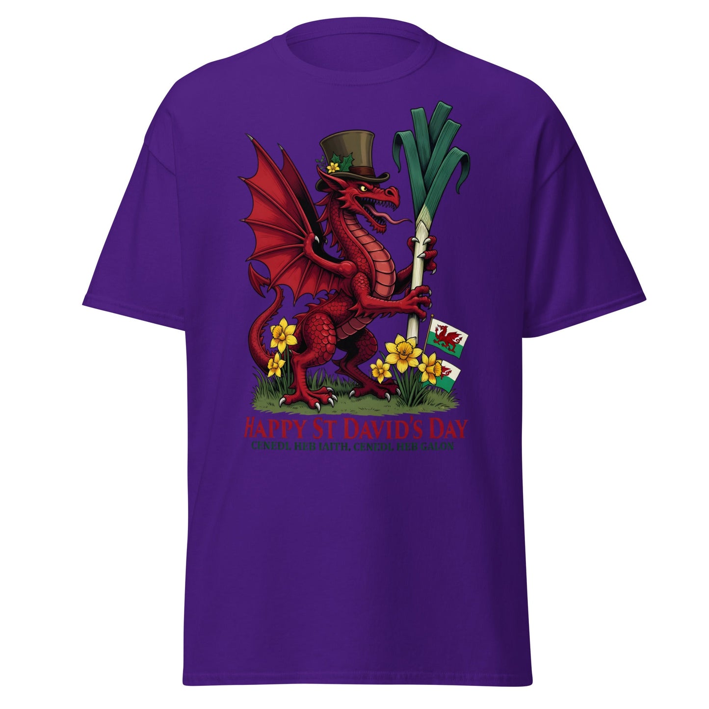 St David’s Day Welsh Dragon T-Shirt | Cymru Pride Tee - Purple - T-Shirts Online