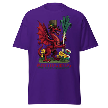 St David’s Day Welsh Dragon T-Shirt | Cymru Pride Tee - Purple - T-Shirts Online