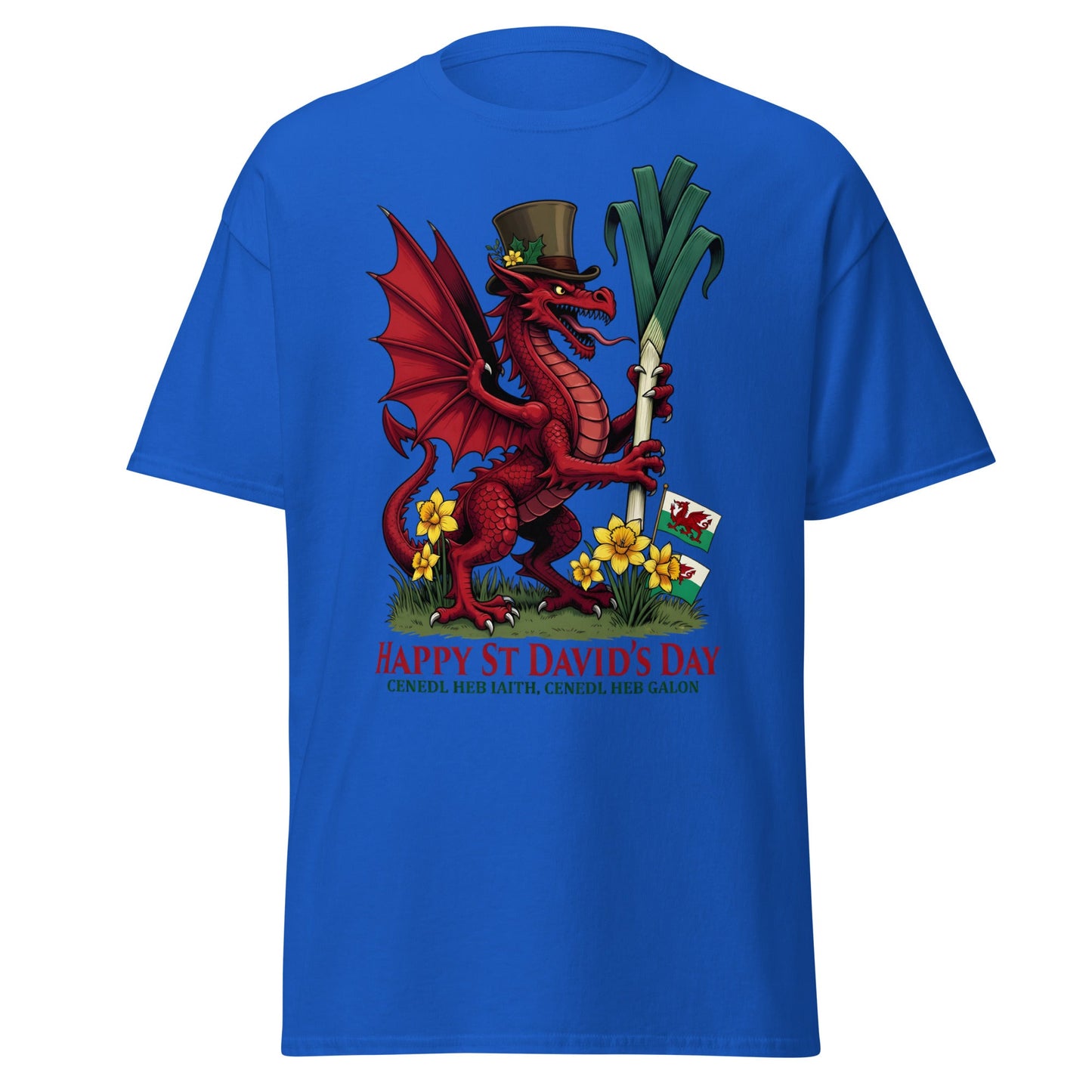 St David’s Day Welsh Dragon T-Shirt | Cymru Pride Tee - Royal - T-Shirts Online