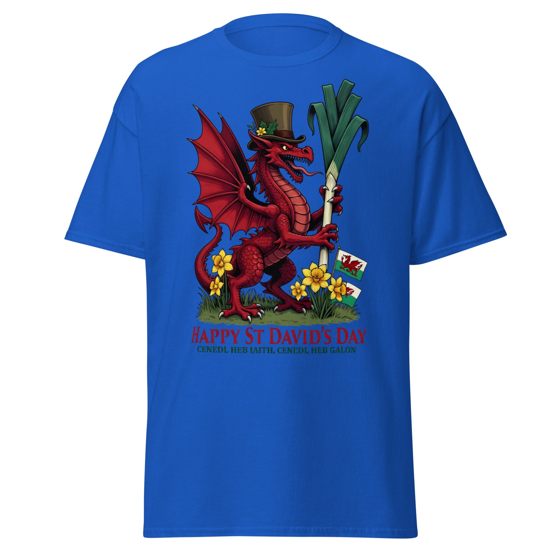 St David’s Day Welsh Dragon T-Shirt | Cymru Pride Tee - Royal - T-Shirts Online