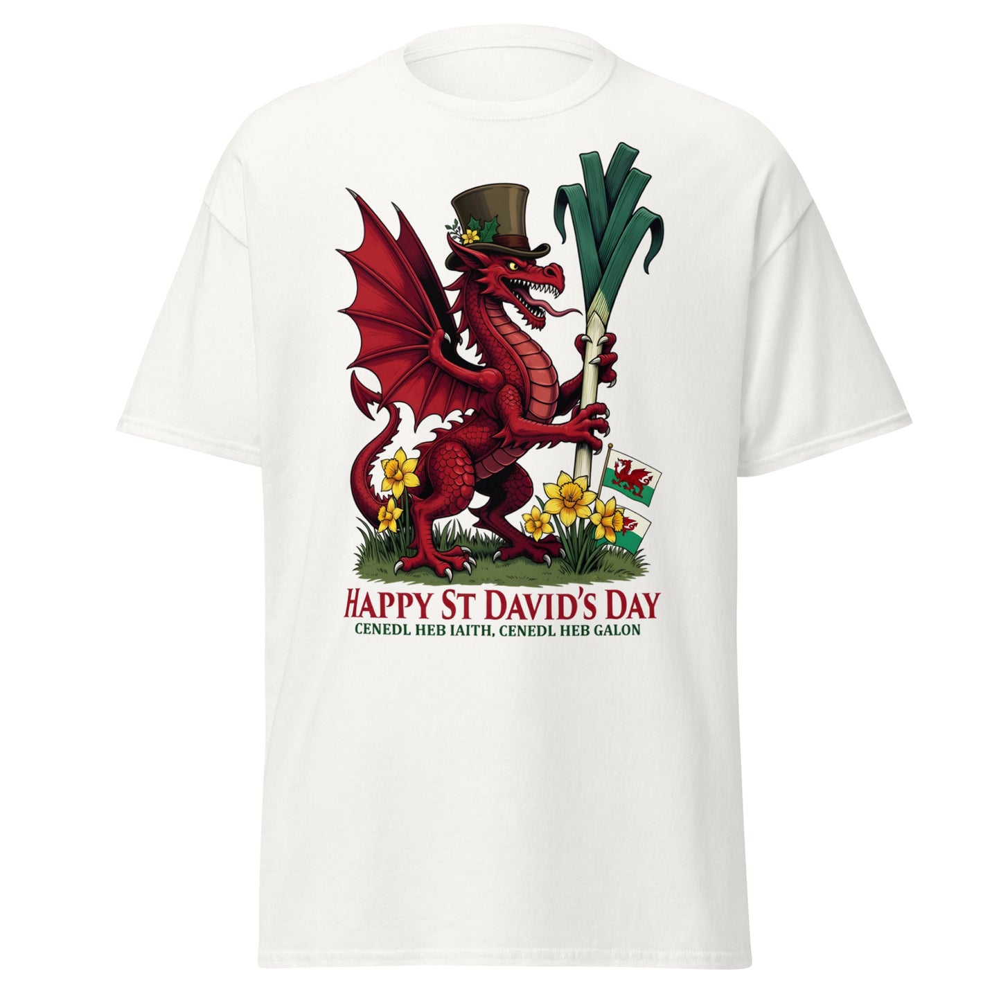 St David’s Day Welsh Dragon T-Shirt | Cymru Pride Tee - White - T-Shirts Online