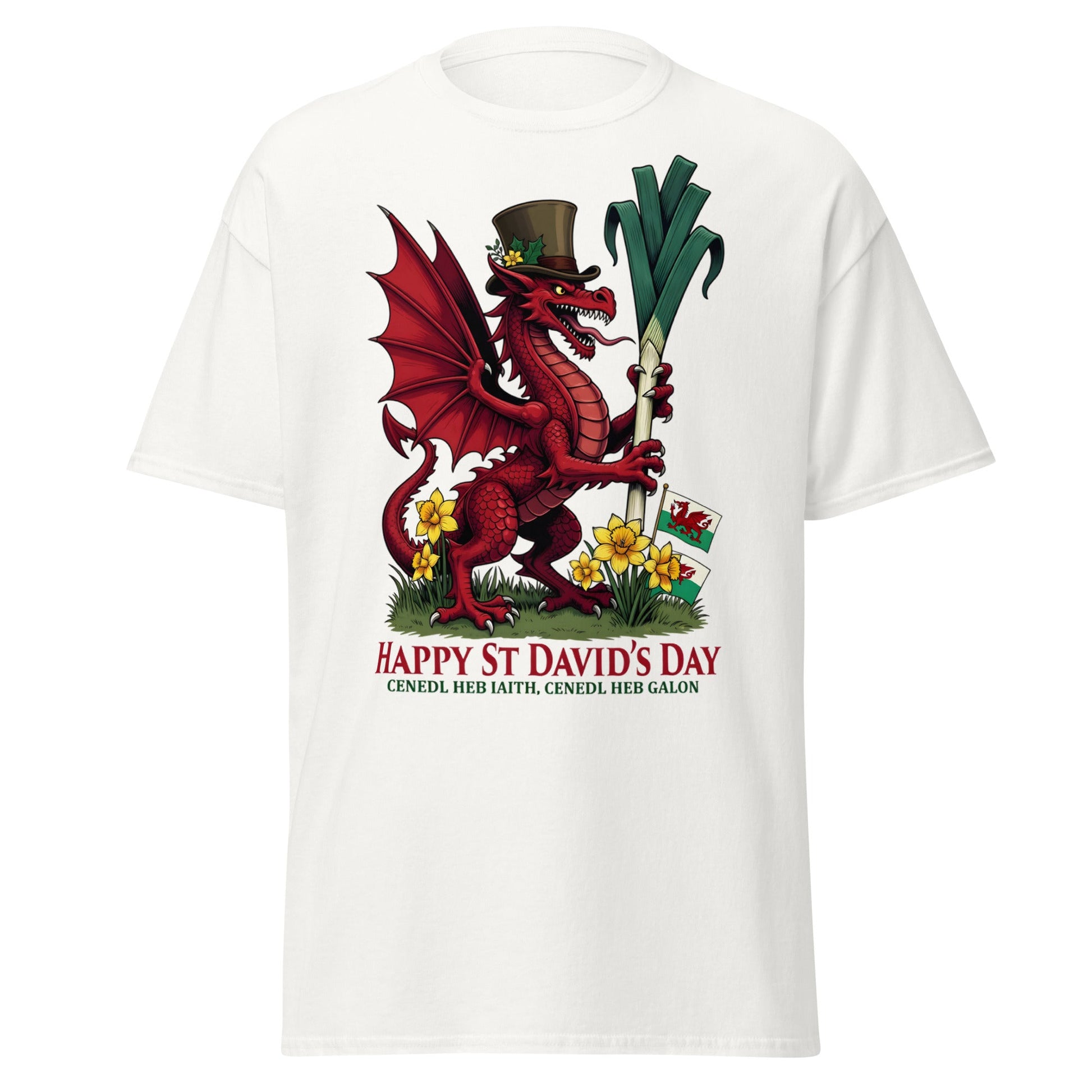 St David’s Day Welsh Dragon T-Shirt | Cymru Pride Tee - White - T-Shirts Online