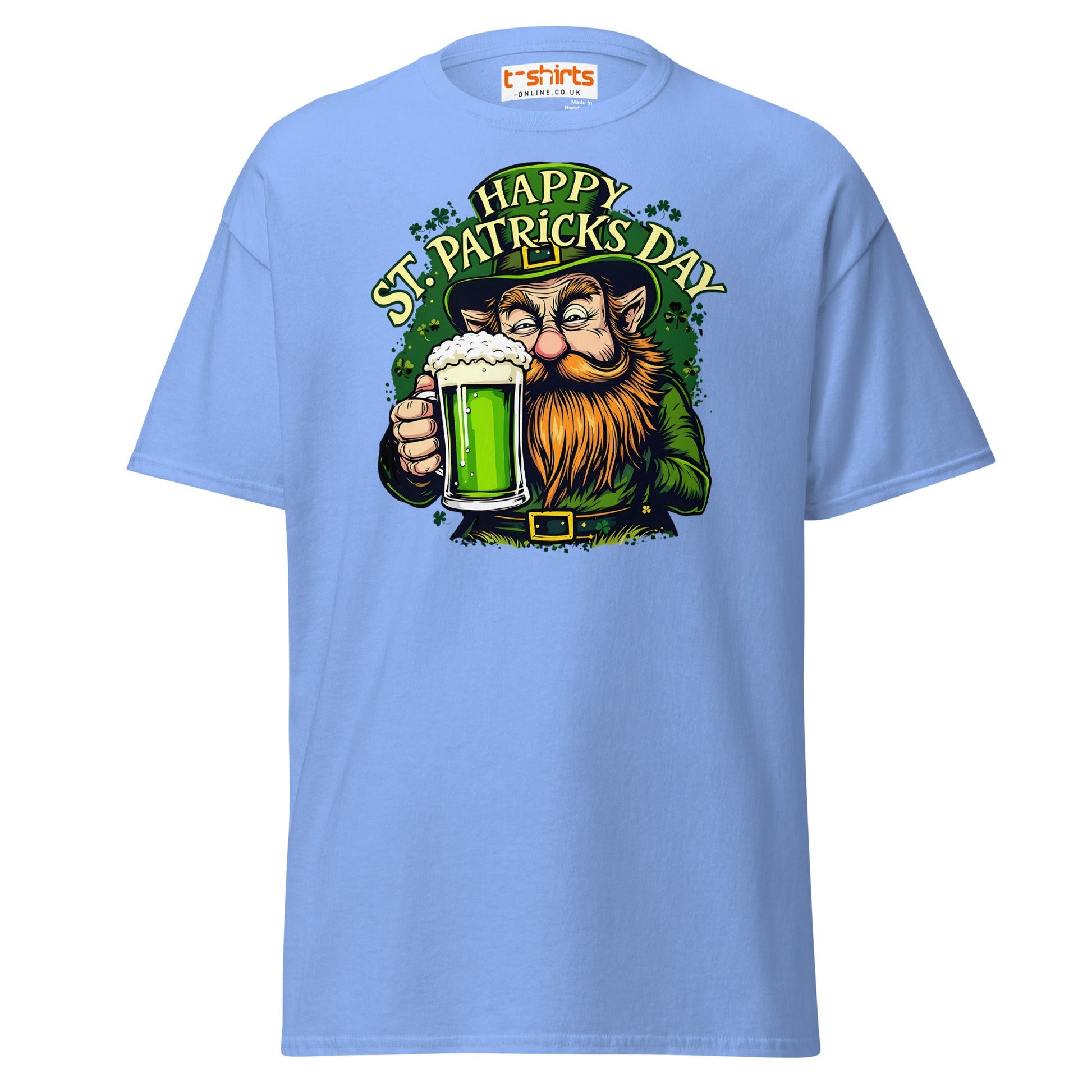St. Patrick’s Day Leprechaun T-Shirt | Green Beer Tee - Carolina Blue - T-Shirts Online