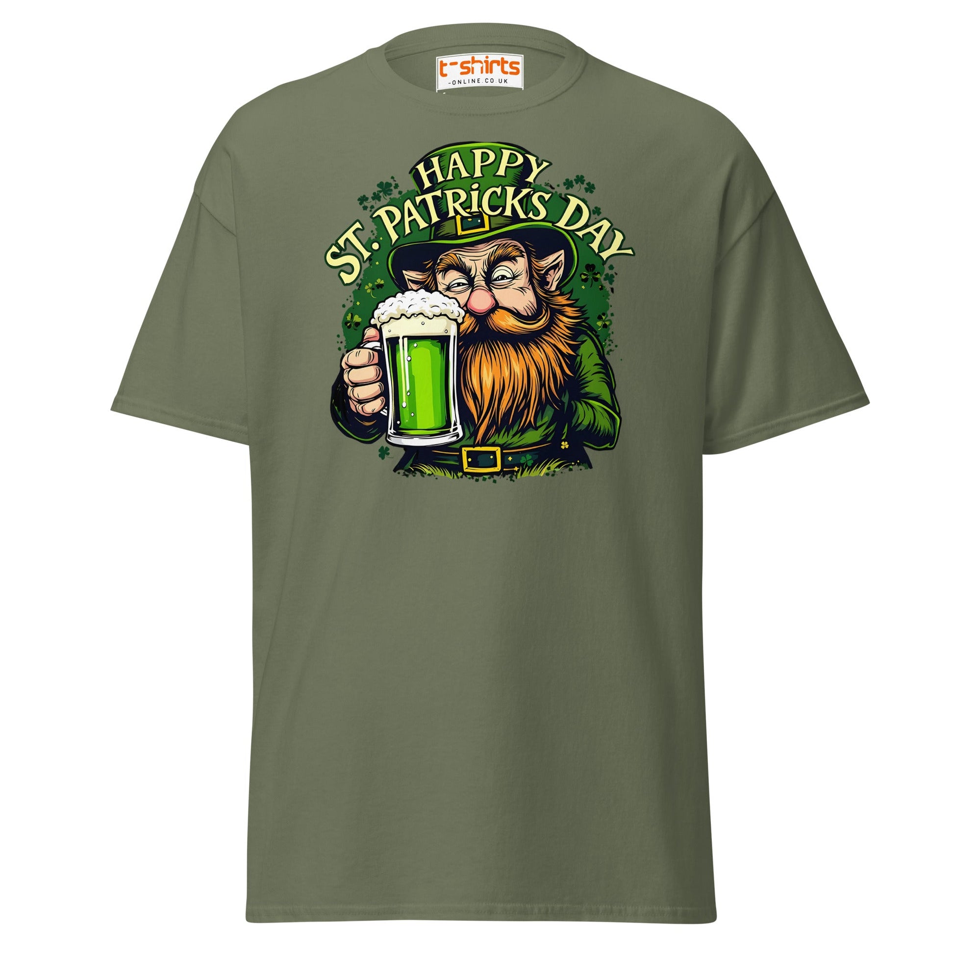St. Patrick’s Day Leprechaun T-Shirt | Green Beer Tee - Military Green - T-Shirts Online