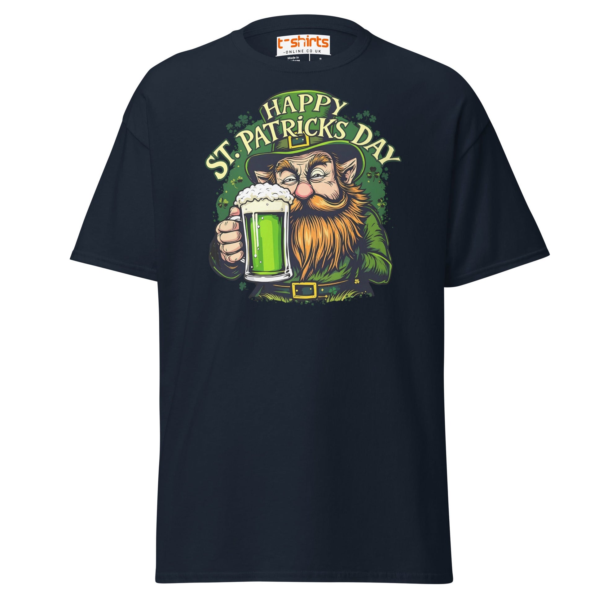 St. Patrick’s Day Leprechaun T-Shirt | Green Beer Tee - Navy - T-Shirts Online