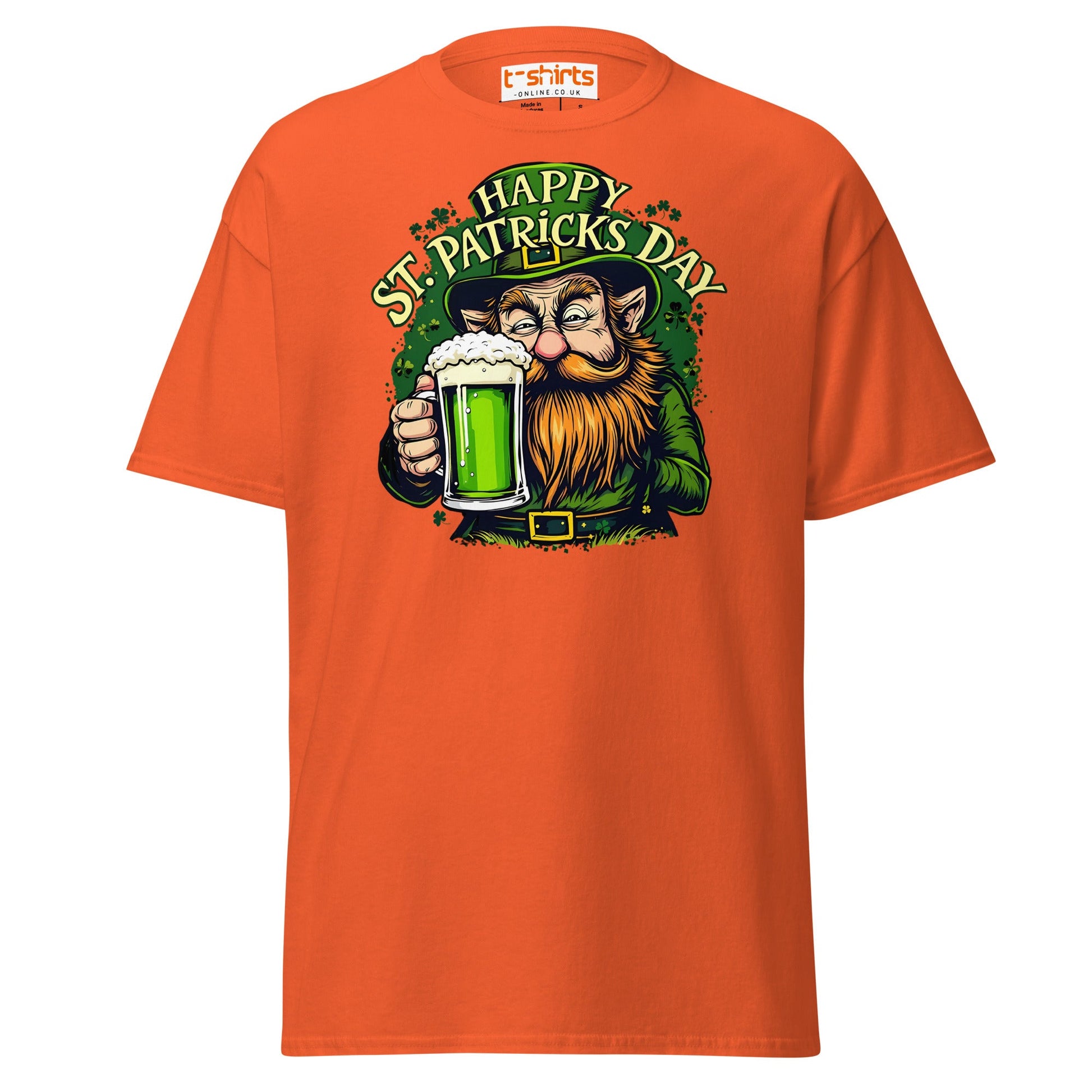 St. Patrick’s Day Leprechaun T-Shirt | Green Beer Tee - Orange - T-Shirts Online
