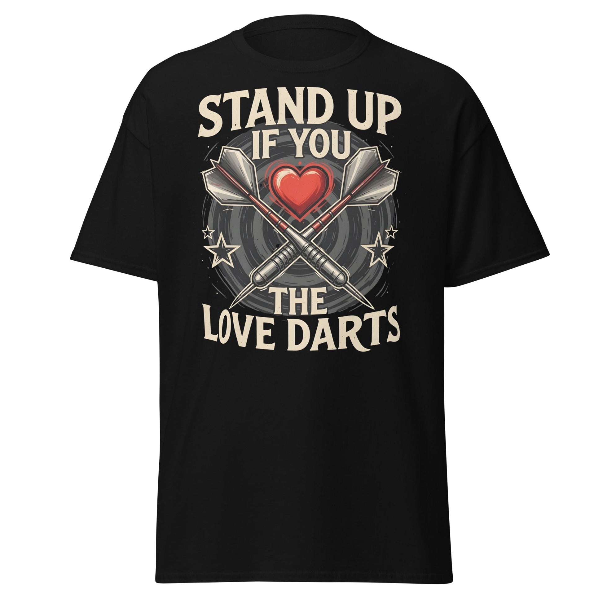 Stand Up If You Love The Darts T-Shirt - Vintage Fan Tee - Black - T-Shirts Online