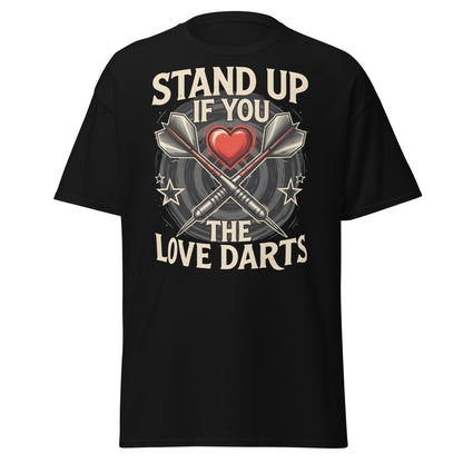 Stand Up If You Love The Darts T-Shirt - Vintage Fan Tee - Black - T-Shirts Online