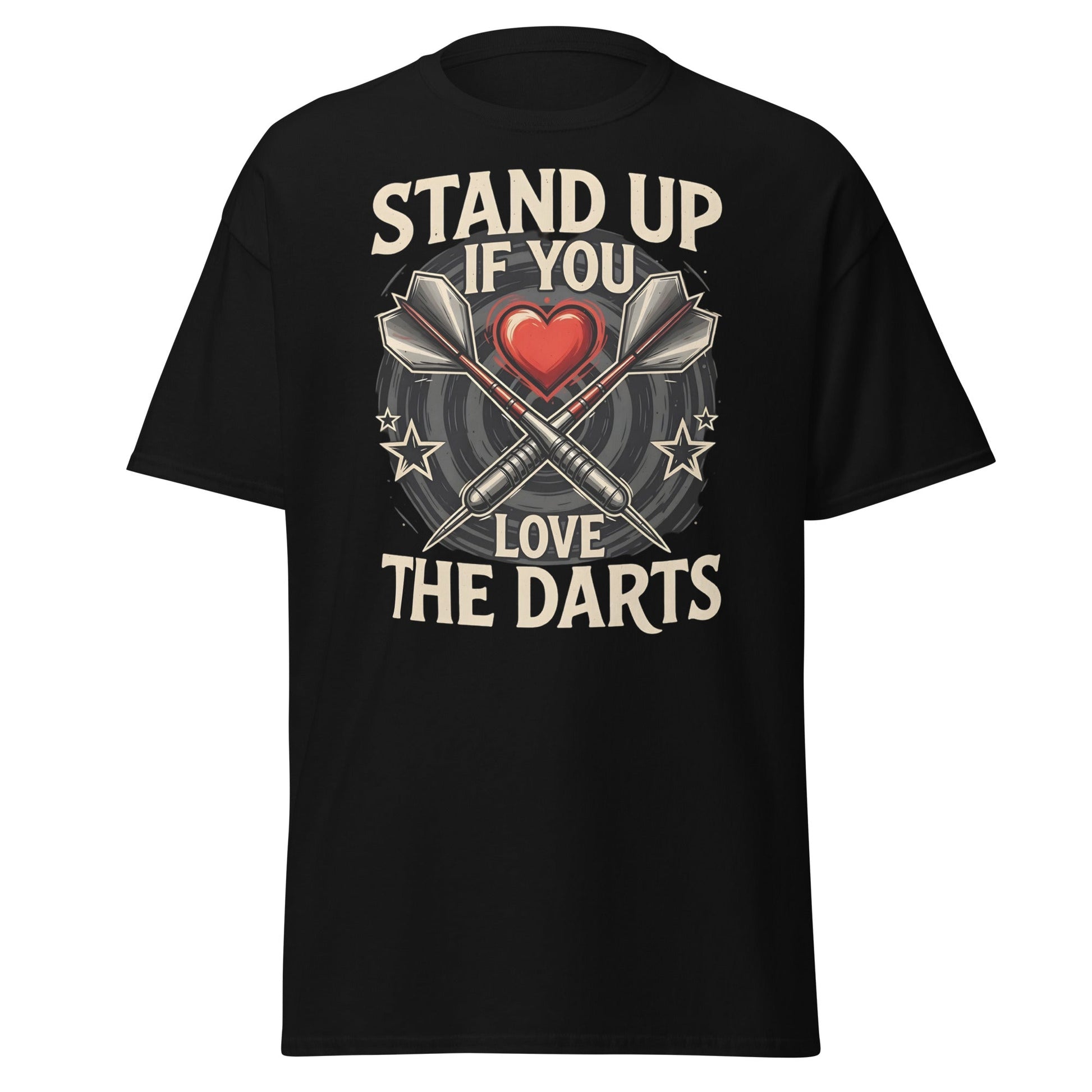 Stand Up If You Love The Darts T-Shirt - Vintage Fan Tee - Black - T-Shirts Online