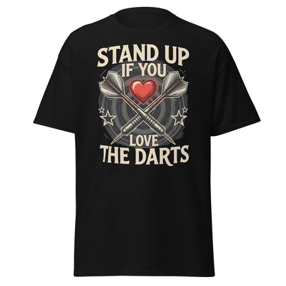 Stand Up If You Love The Darts T-Shirt - Vintage Fan Tee - Black - T-Shirts Online
