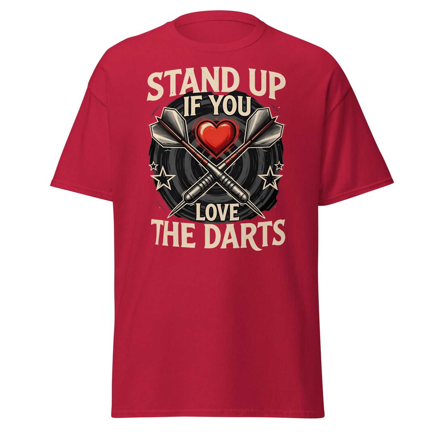 Stand Up If You Love The Darts T-Shirt - Vintage Fan Tee - Cardinal - T-Shirts Online