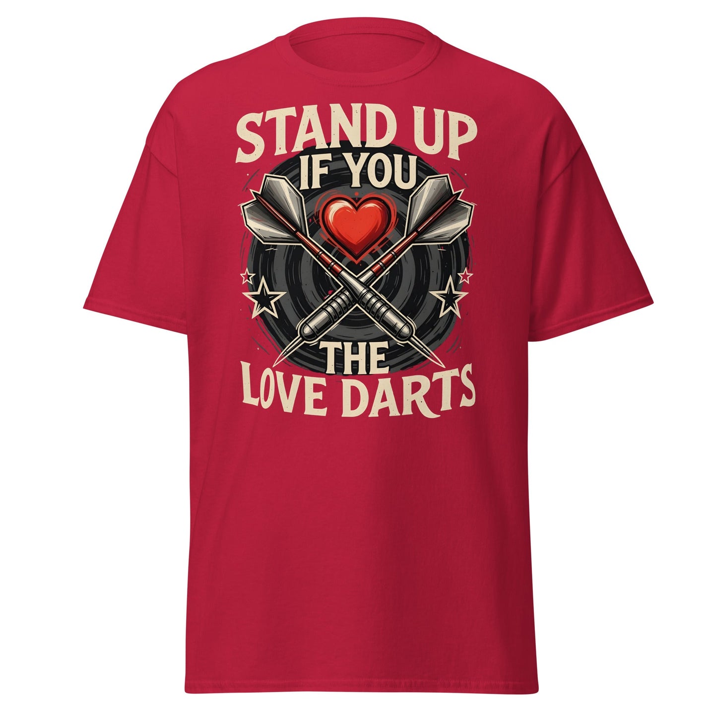 Stand Up If You Love The Darts T-Shirt - Vintage Fan Tee - Cardinal - T-Shirts Online
