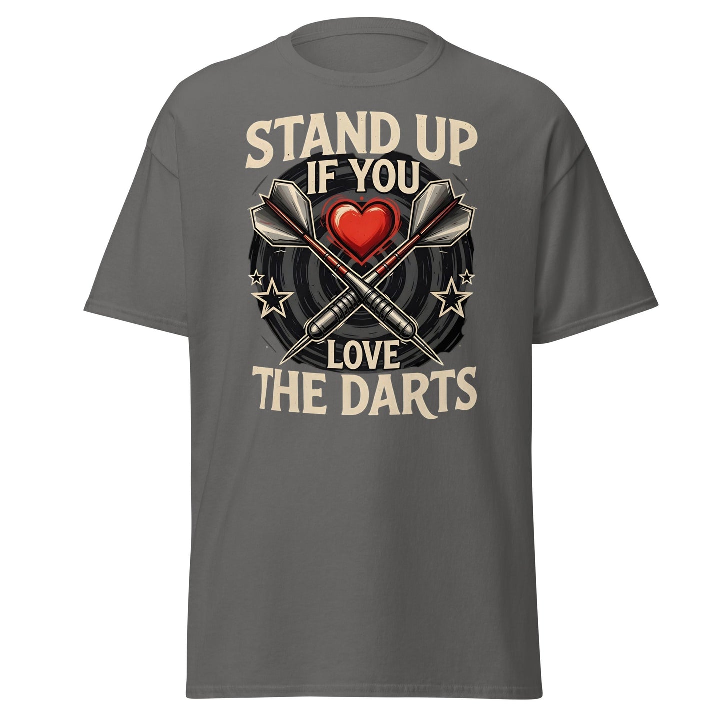 Stand Up If You Love The Darts T-Shirt - Vintage Fan Tee - Charcoal - T-Shirts Online