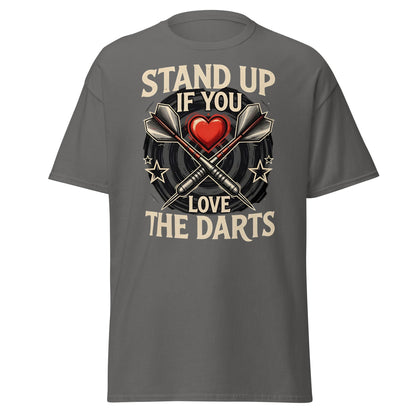 Stand Up If You Love The Darts T-Shirt - Vintage Fan Tee - Charcoal - T-Shirts Online