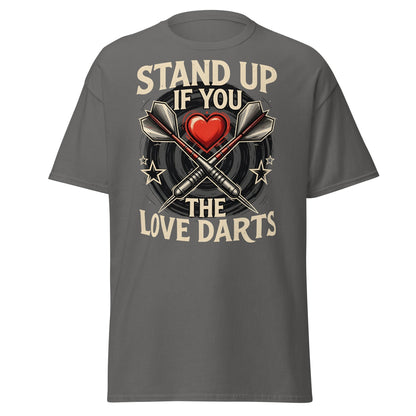 Stand Up If You Love The Darts T-Shirt - Vintage Fan Tee - Charcoal - T-Shirts Online