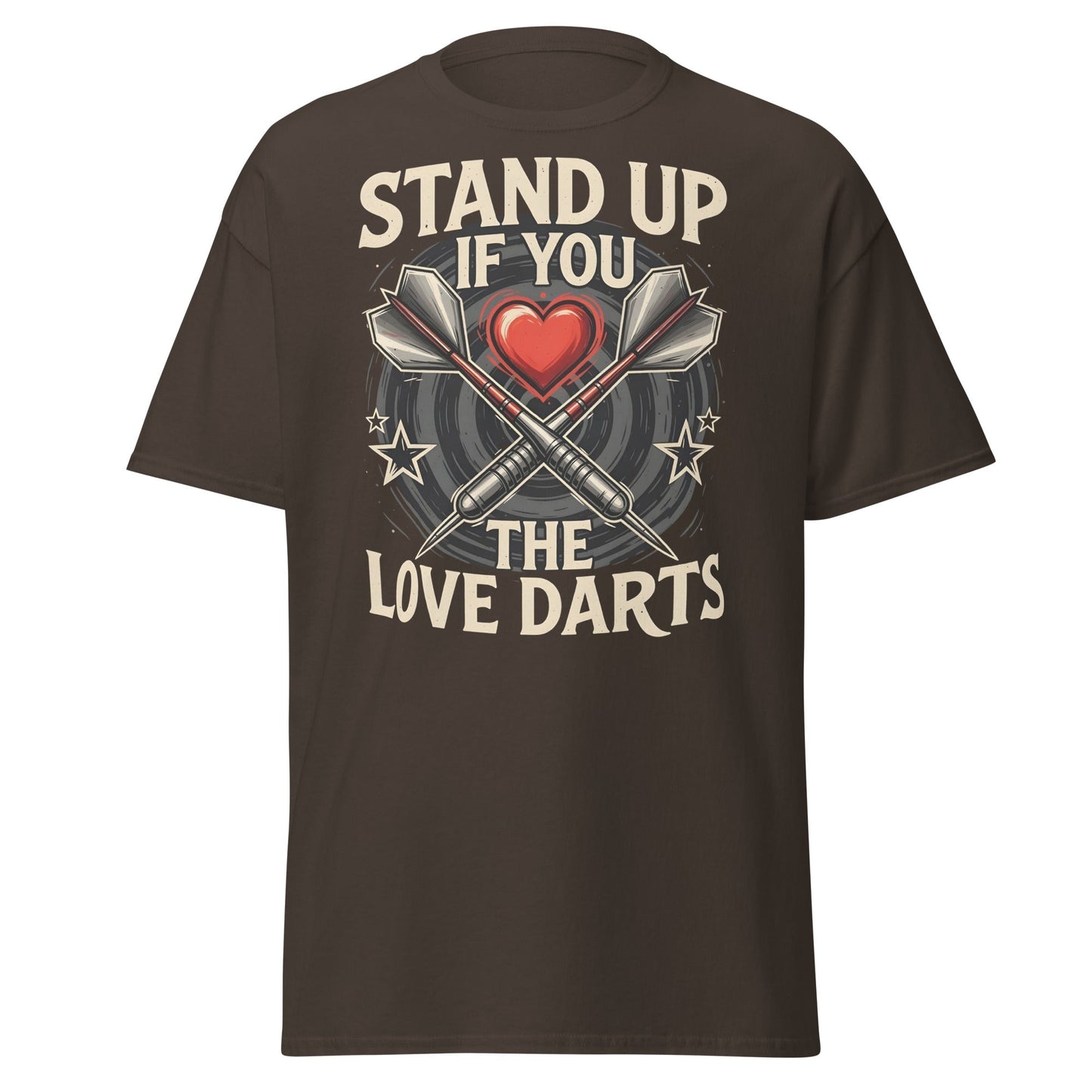 Stand Up If You Love The Darts T-Shirt - Vintage Fan Tee - Dark Chocolate - T-Shirts Online