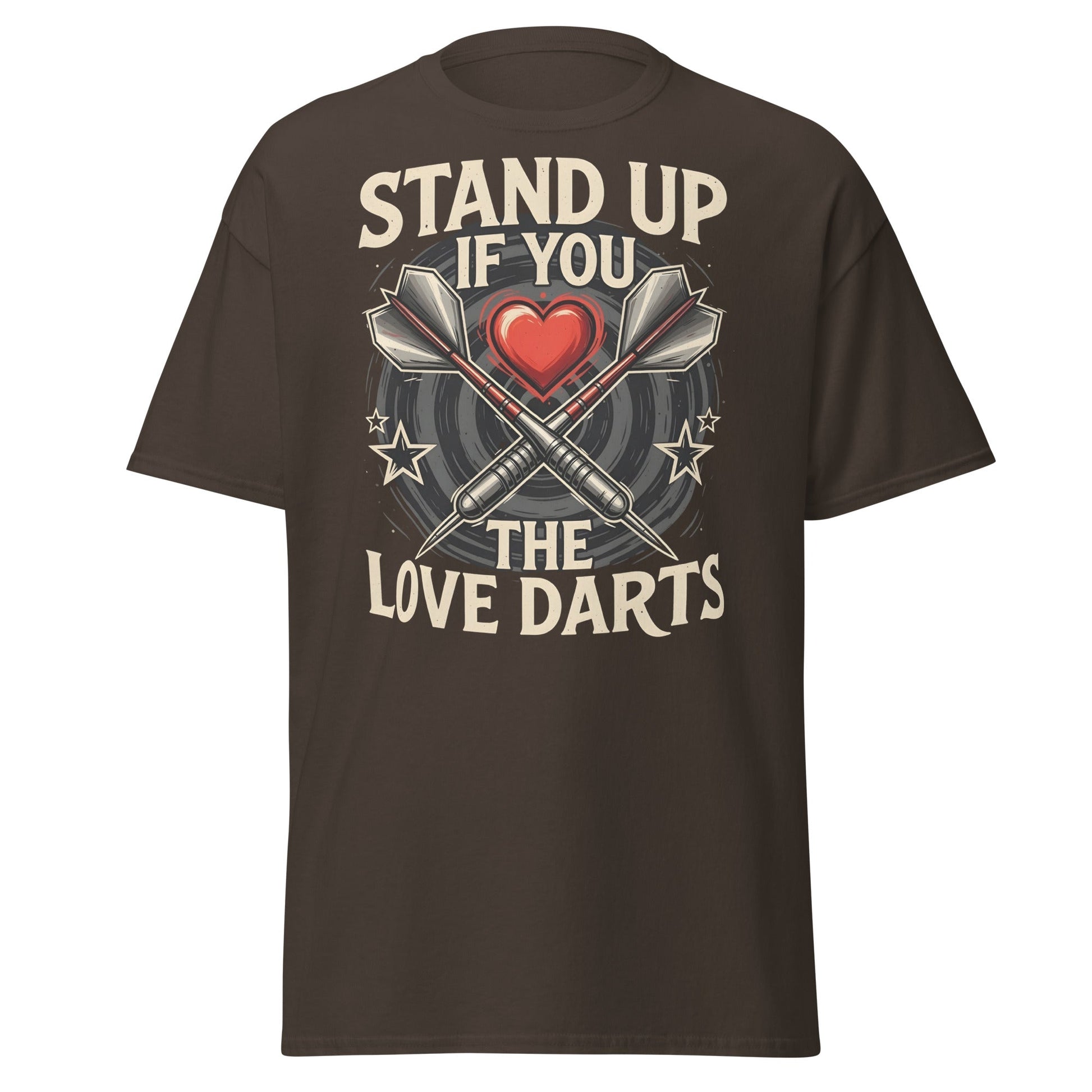 Stand Up If You Love The Darts T-Shirt - Vintage Fan Tee - Dark Chocolate - T-Shirts Online