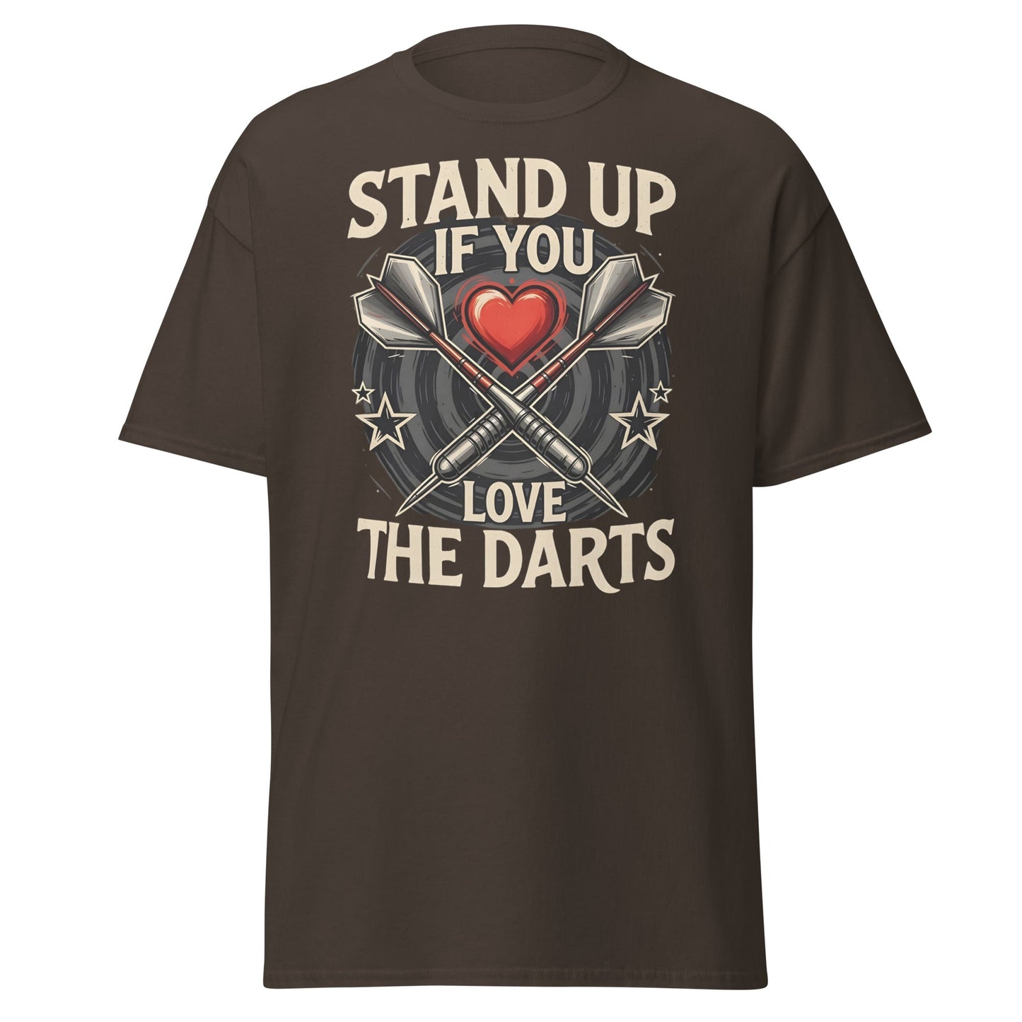 Stand Up If You Love The Darts T-Shirt - Vintage Fan Tee - Dark Chocolate - T-Shirts Online