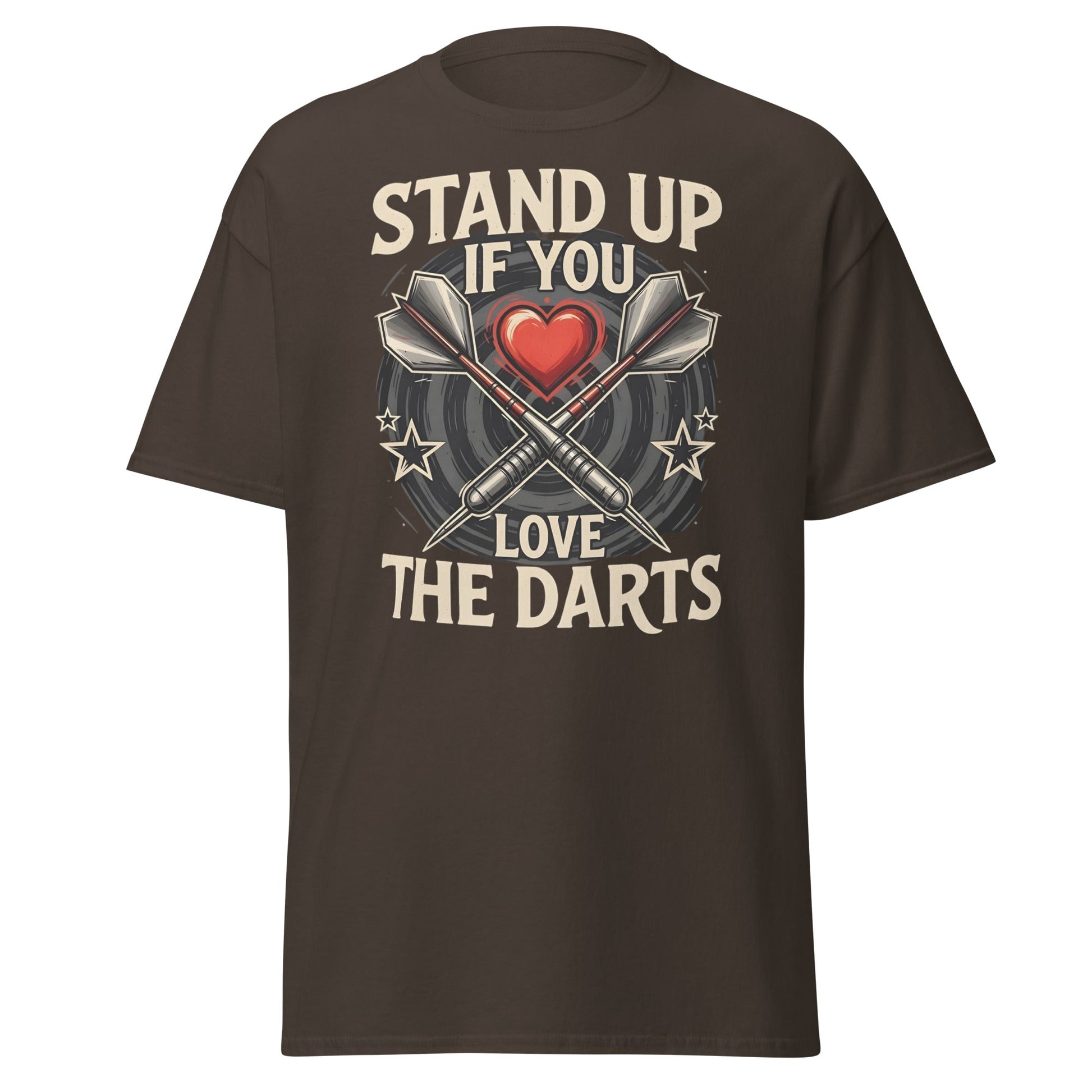 Stand Up If You Love The Darts T-Shirt - Vintage Fan Tee - Dark Chocolate - T-Shirts Online