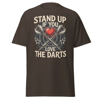 Stand Up If You Love The Darts T-Shirt - Vintage Fan Tee - Dark Chocolate - T-Shirts Online