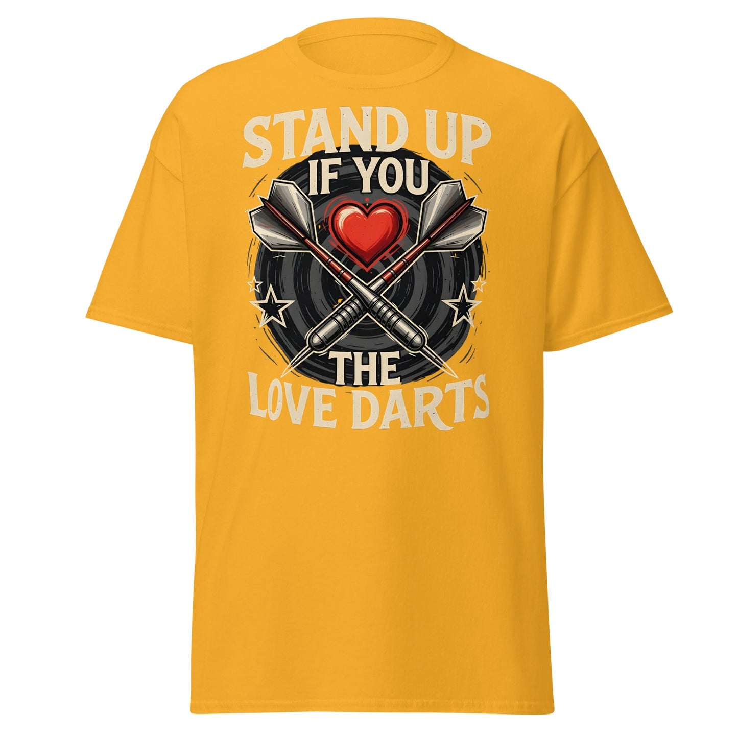 Stand Up If You Love The Darts T-Shirt - Vintage Fan Tee - Gold - T-Shirts Online