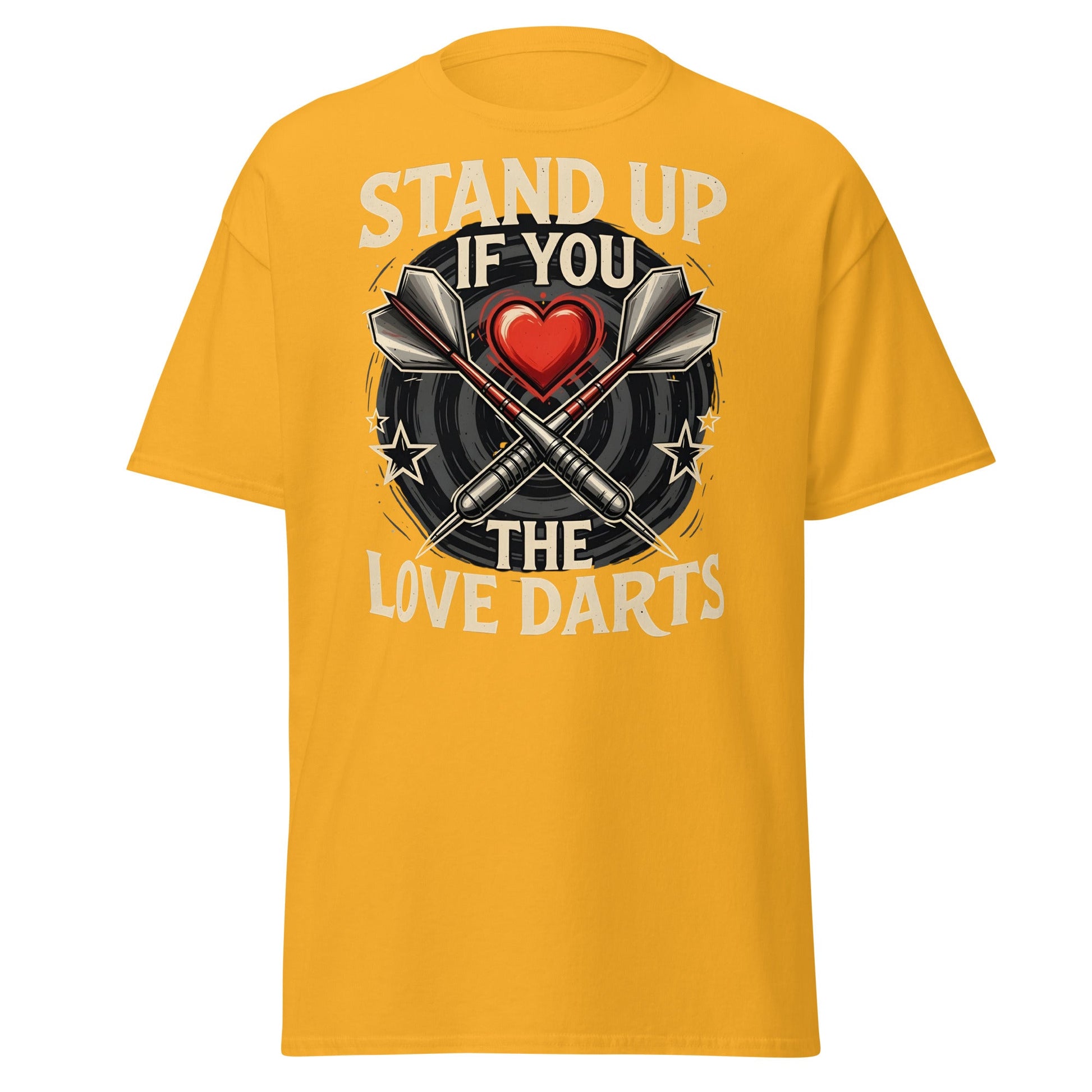 Stand Up If You Love The Darts T-Shirt - Vintage Fan Tee - Gold - T-Shirts Online