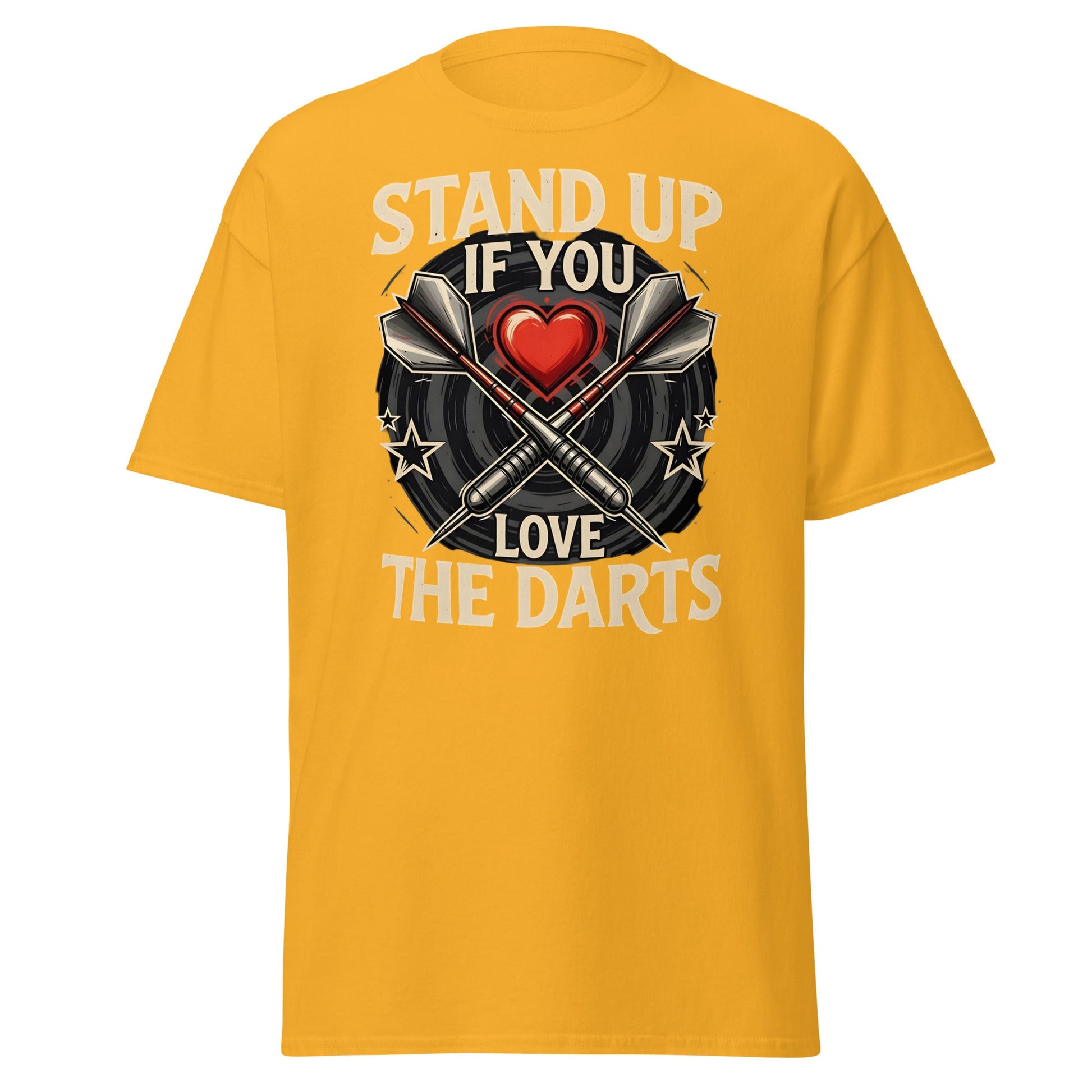 Stand Up If You Love The Darts T-Shirt - Vintage Fan Tee - Gold - T-Shirts Online