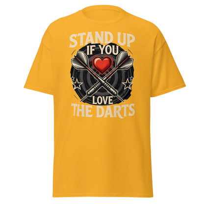 Stand Up If You Love The Darts T-Shirt - Vintage Fan Tee - Gold - T-Shirts Online