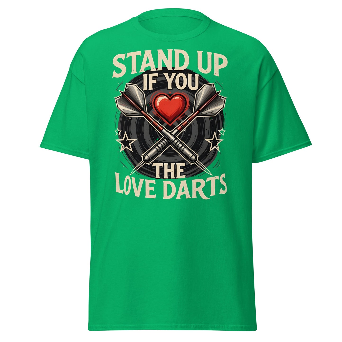 Stand Up If You Love The Darts T-Shirt - Vintage Fan Tee - Irish Green - T-Shirts Online