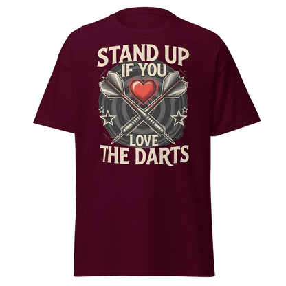 Stand Up If You Love The Darts T-Shirt - Vintage Fan Tee - Maroon - T-Shirts Online