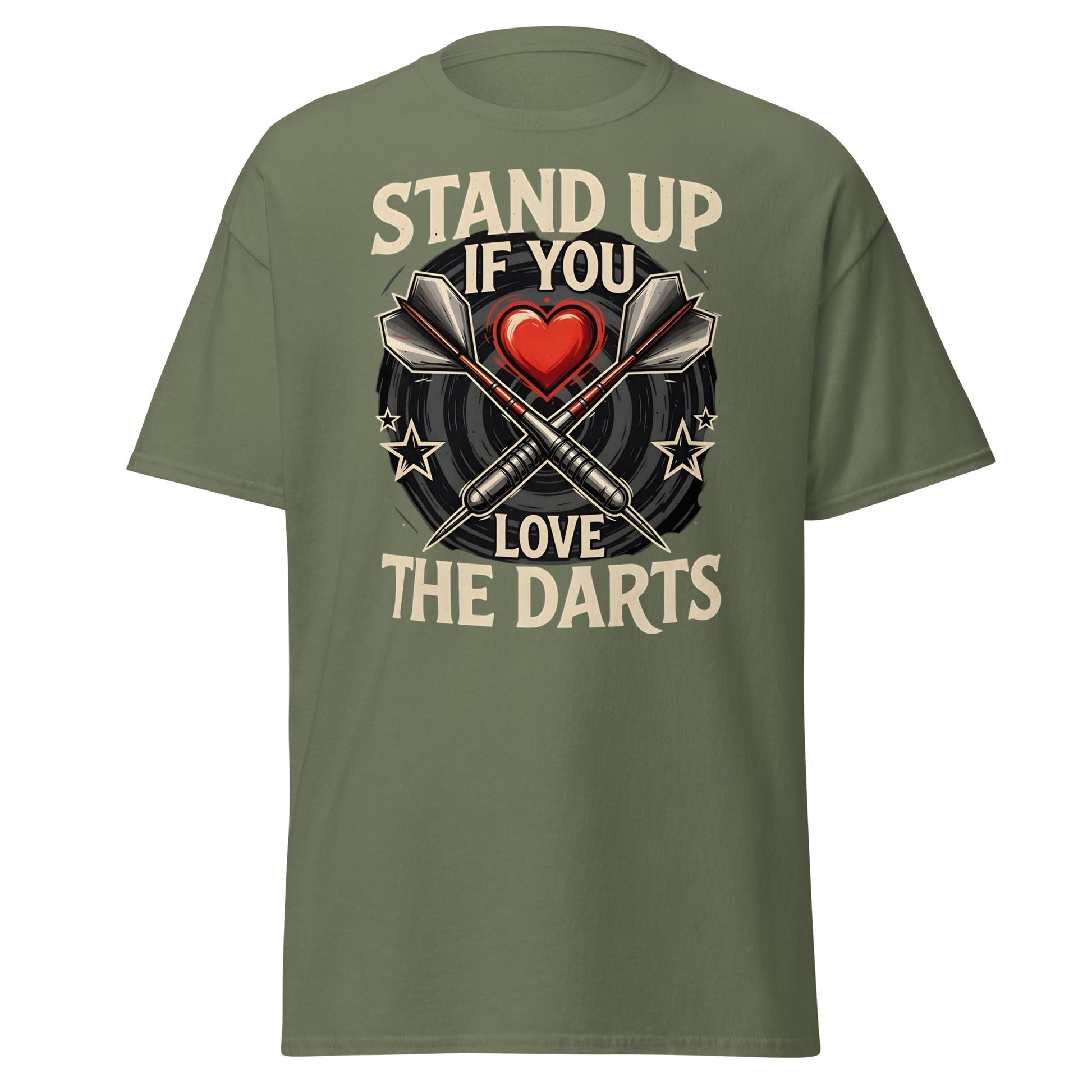 Stand Up If You Love The Darts T-Shirt - Vintage Fan Tee - Military Green - T-Shirts Online