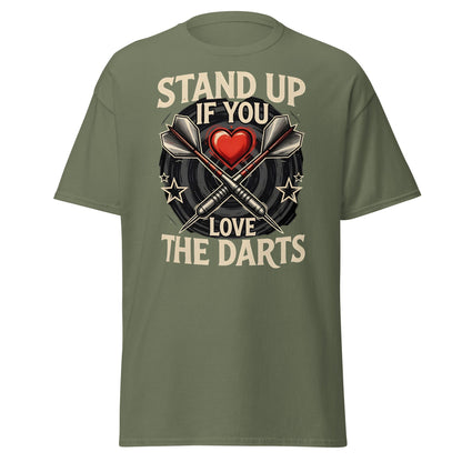 Stand Up If You Love The Darts T-Shirt - Vintage Fan Tee - Military Green - T-Shirts Online