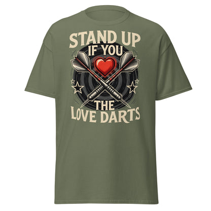 Stand Up If You Love The Darts T-Shirt - Vintage Fan Tee - Military Green - T-Shirts Online