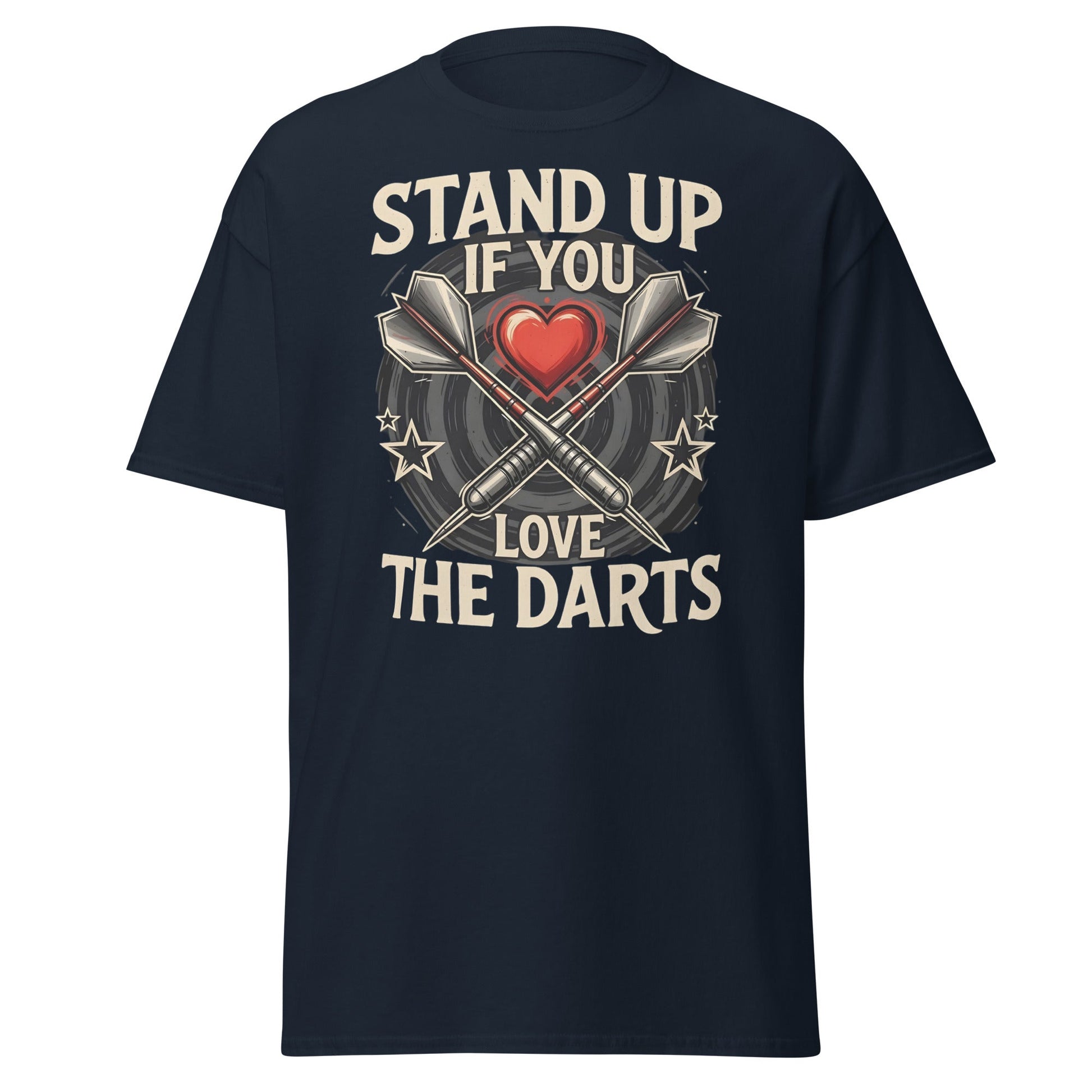 Stand Up If You Love The Darts T-Shirt - Vintage Fan Tee - Navy - T-Shirts Online