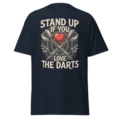 Stand Up If You Love The Darts T-Shirt - Vintage Fan Tee - Navy - T-Shirts Online