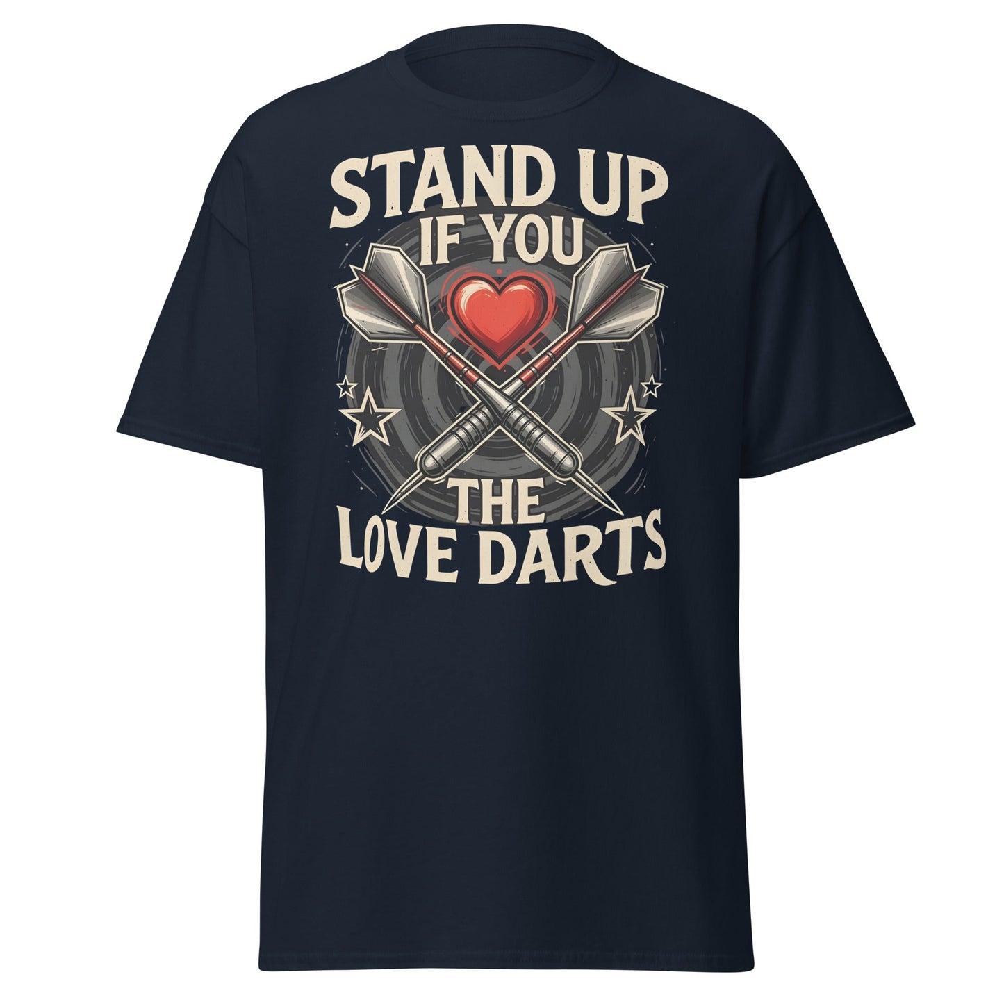 Stand Up If You Love The Darts T-Shirt - Vintage Fan Tee - Navy - T-Shirts Online