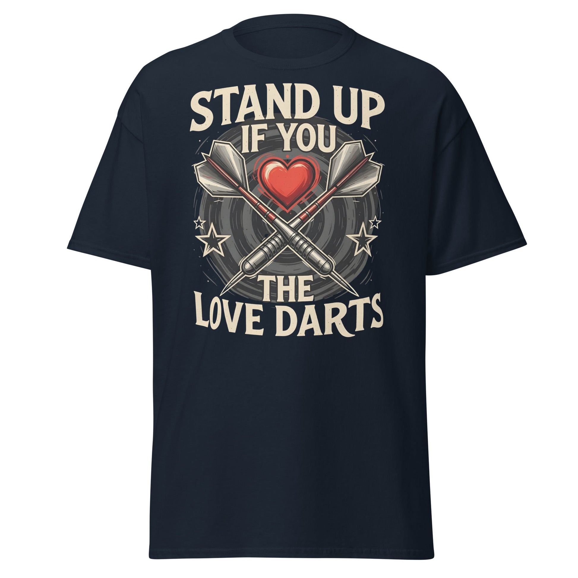 Stand Up If You Love The Darts T-Shirt - Vintage Fan Tee - Navy - T-Shirts Online