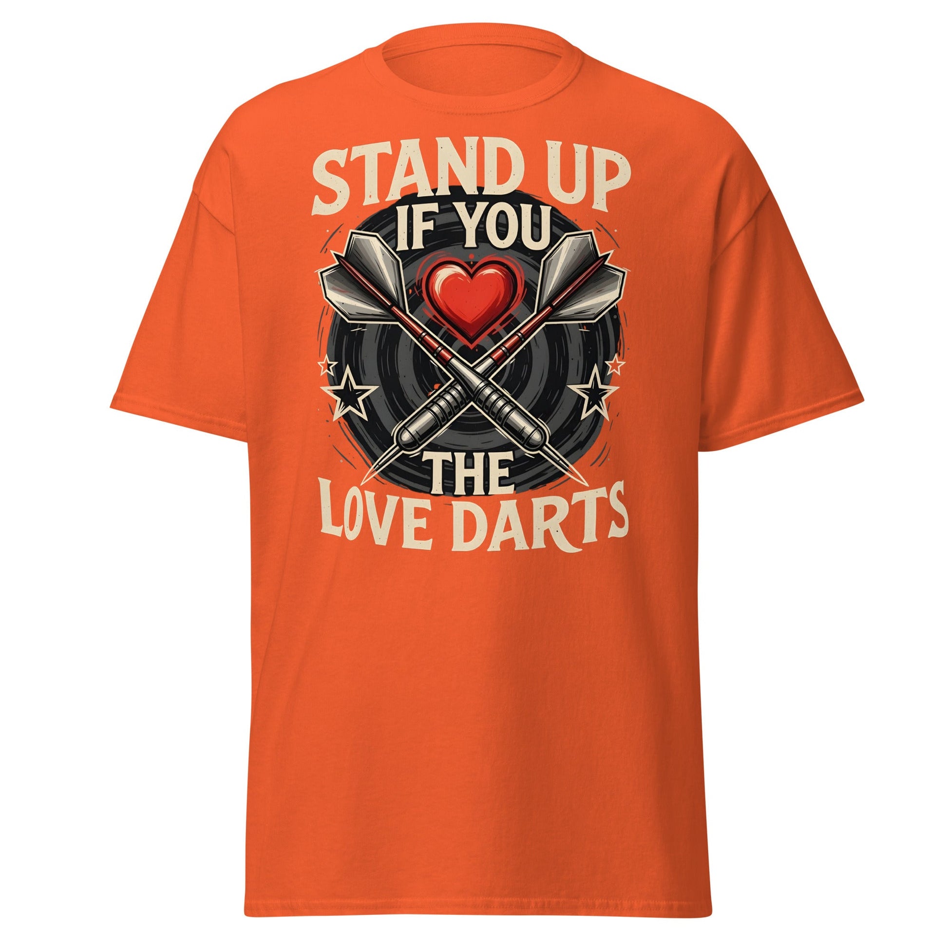 Stand Up If You Love The Darts T-Shirt - Vintage Fan Tee - Orange - T-Shirts Online