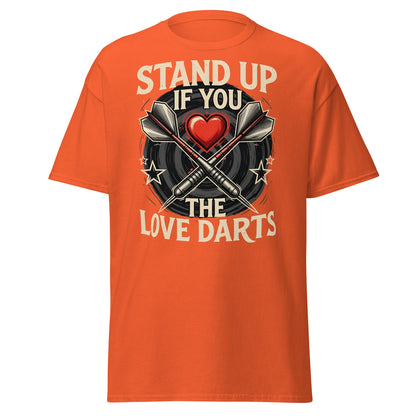 Stand Up If You Love The Darts T-Shirt - Vintage Fan Tee - Orange - T-Shirts Online