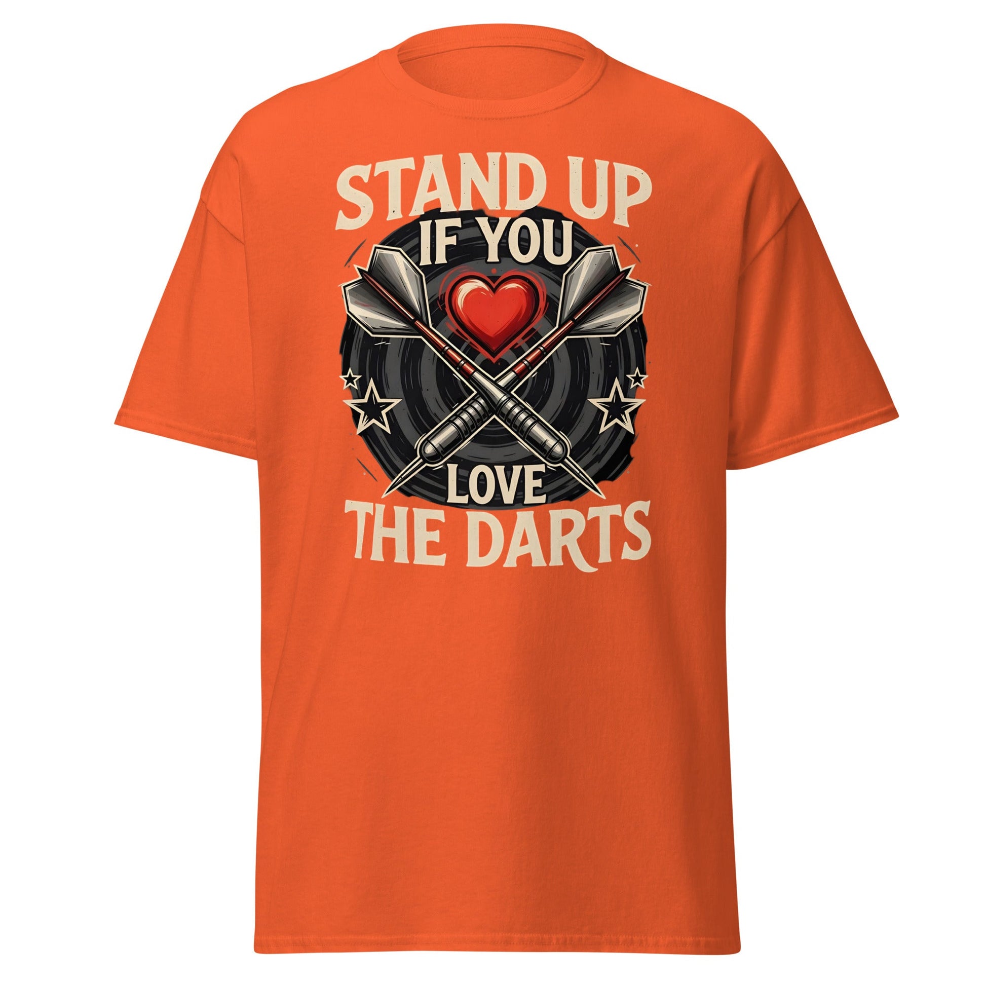 Stand Up If You Love The Darts T-Shirt - Vintage Fan Tee - Orange - T-Shirts Online