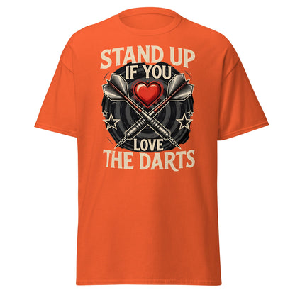 Stand Up If You Love The Darts T-Shirt - Vintage Fan Tee - Orange - T-Shirts Online