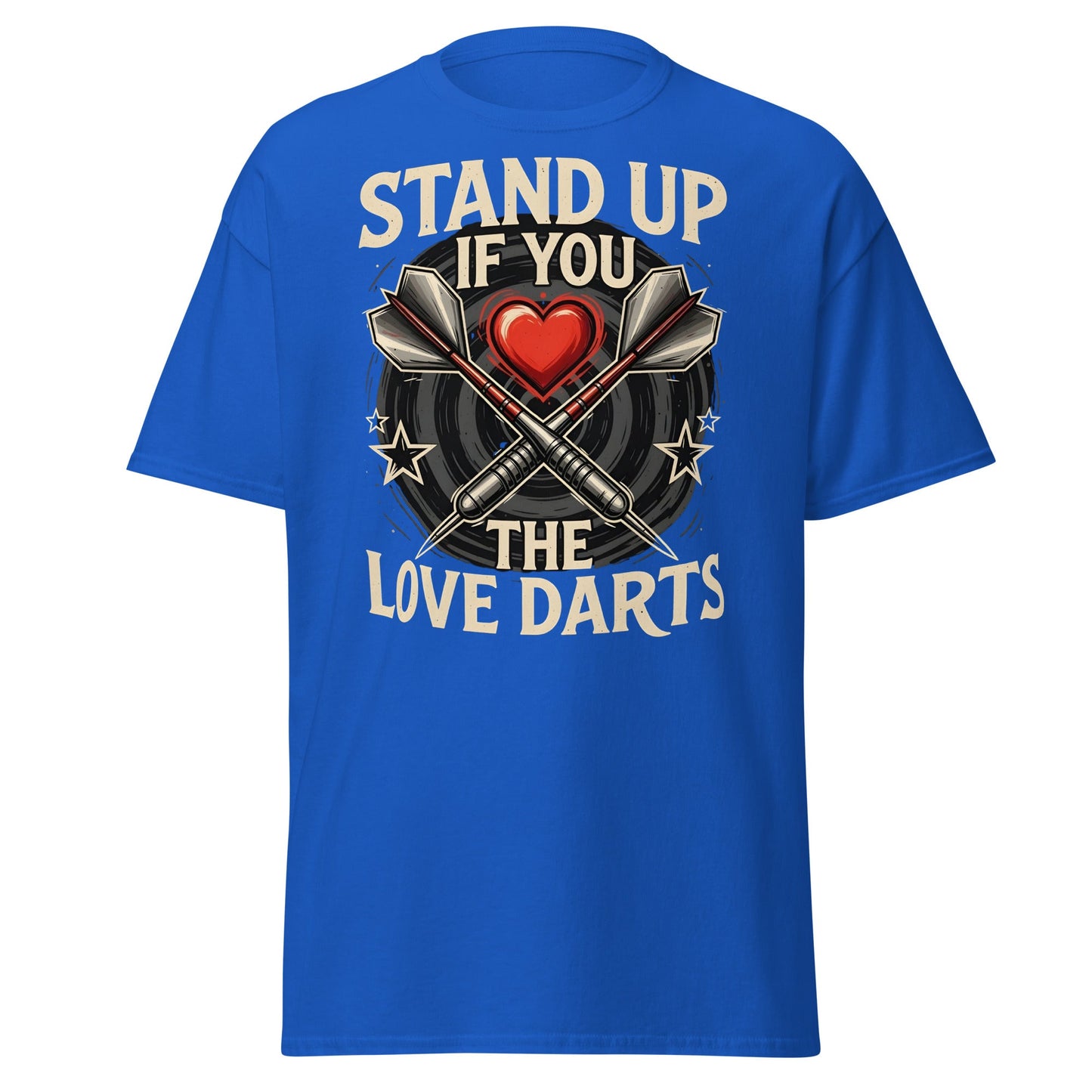 Stand Up If You Love The Darts T-Shirt - Vintage Fan Tee - Royal - T-Shirts Online