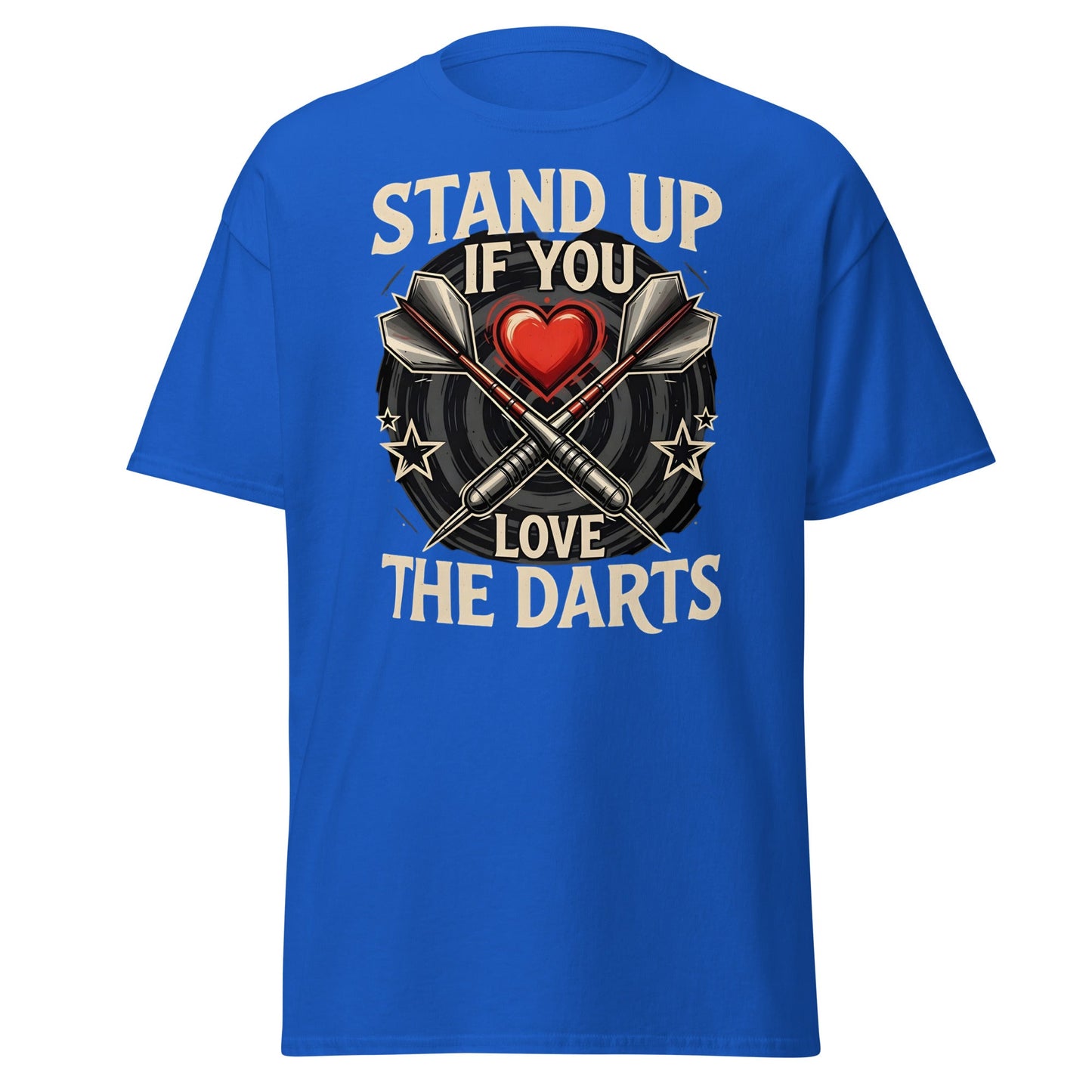 Stand Up If You Love The Darts T-Shirt - Vintage Fan Tee - Royal - T-Shirts Online