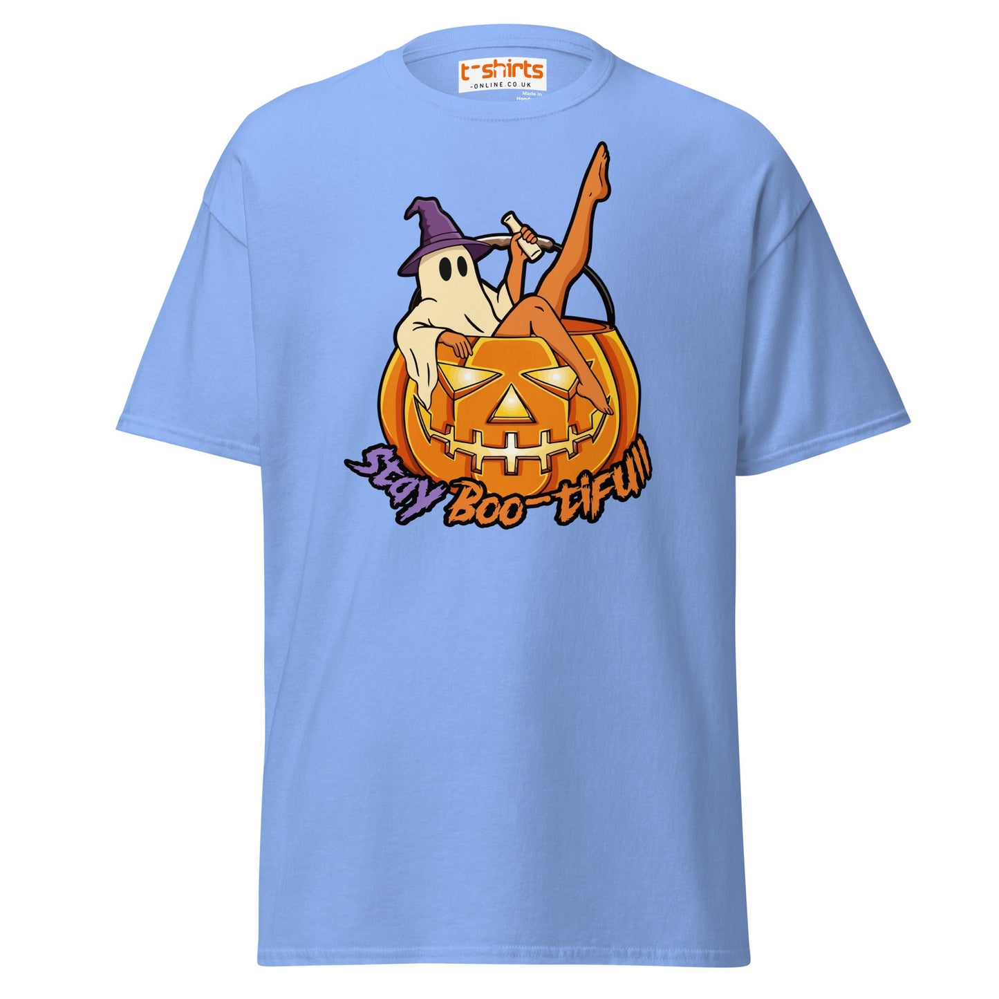 Stay Boo - tiful Halloween Ghost T-Shirt - Carolina Blue - T-Shirts Online